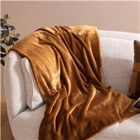 Atmosphera Cuddly Flannel Throw, Mustard Yellow