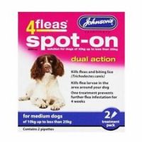 JOHNSONS 4FLEAS Medium DOG SPOT-ON DUAL ACTION TREATMENT KILL FLEAS & LARVAE