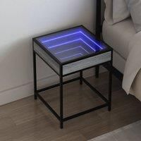 Bedside Table with Infinity LED Grey Sonoma 40x40x51 cm