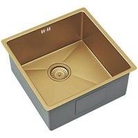 Ellsi Elite Single Bowl Kitchen Sink Stainless Square Undermount Gold Waste