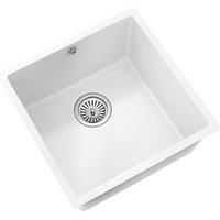 Etal Kitchen Sink Matt White 1 Bowl Waste Square Granite Composite (D)440 mm