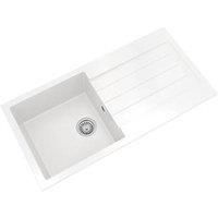 Ellsi Matt White Comite Bowl Kitchen Sink and Drainer, Size 1000 x 500mm,