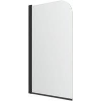 Dakota Semi-Framed Matt Black Hinged Radius Bath Screen Non-Handed 780mm x 1400mm (607PC)