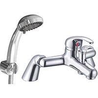 Bath Shower Mixer Tap Chrome Contemporary 1/4 Turn Lever Handle Round 5 Bar