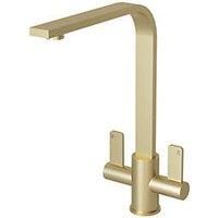ETAL Stroud Twin Lever Kitchen Mixer Tap Brushed Brass (454FJ)