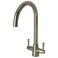 ETAL Wick Twin Lever Kitchen Mixer Tap Brushed Steel (922FJ)