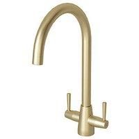 ETAL Wick Twin Lever Kitchen Mixer Tap Brushed Brass (775FK)
