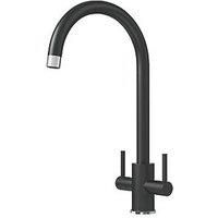 ETAL Sorrento Twin Lever Kitchen Mixer Tap Matt Black (323FK)