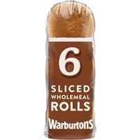 Warburtons 6 Sliced Wholemeal Rolls
