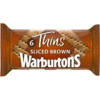 Warburtons Family Bakers 6 Thins Soft Brown Sliced