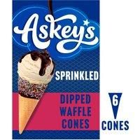 Askeys The Deluxe Waffle 6 Sprinkled Dipped Cones