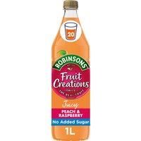 Robinsons Fruit Creations, Real Fruit Squash, Low Calorie, Delicious Peach and Raspberry, 1 Litre, 20 Servings