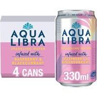 Aqua Libra Sparkling Water Infused with Raspberry & Blackcurrant 4 x 330ml