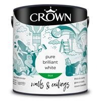 CROWN Non-Breatheasy Silk Emulsion Interior Wall Paint, Acrylic, Matte, Indoor, RAL 1013, Water Repellent