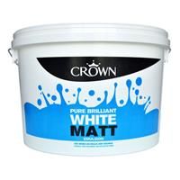 Crown Matt Emulsion White - Wall & Ceiling Paint  10 Litres