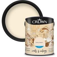 Crown Walls & Ceilings Matt Emulsion Ivory Cream - 5L