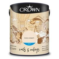 Crown Walls & Ceilings Matt Emulsion Ivory Cream - 5L