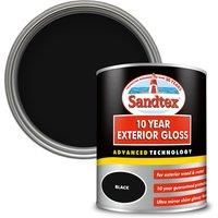 Sandtex 10 year Black High gloss Metal & wood paint 0.75L
