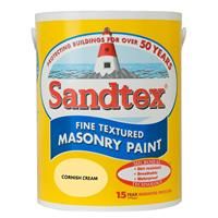 Sandtex Fine Textured Masonry Paint  Cornish Cream 5L