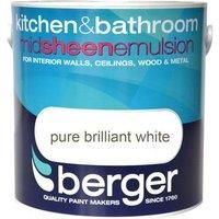 BERGER JNS_228578 White Paint for Kitchen & Bathroom 2.5 litres MATT Brilliant