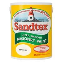 Sandtex Ultra Smooth Masonry Paint Colours  150ml Tester , 2.5ltr or 5ltr