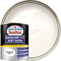 Sandtex Retail Rapid Dry Plus Soft Satin Brilliant White 0.75 L