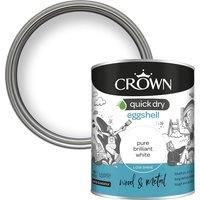 Crown Quick Dry Eggshell Paint Pure Brilliant White - 750ml
