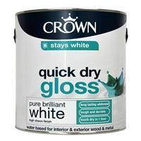 Crown Quick Dry Gloss Paint Pure Brilliant White - 2.5L