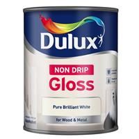 Dulux Non Drip Gloss Paint For Wood And Metal - Pure Brilliant White 750Ml