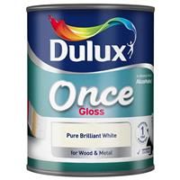 Dulux Once Gloss Paint For Wood And Metal - Pure Brilliant White 750Ml