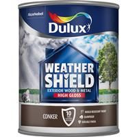 Dulux Weather Shield Exterior High Gloss Paint, 750 ml - Conker