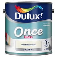 Dulux Once Gloss Paint For Wood And Metal - Pure Brilliant White 1.25L