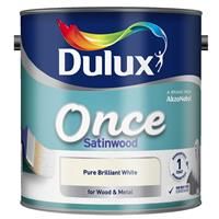 Dulux Once Satinwood Paint For Wood And Metal - Pure Brilliant White 2.5L