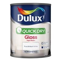 Dulux Quick Dry Gloss Paint For Wood And Metal - Pure Brilliant White 750Ml