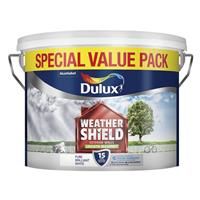 Dulux Weathershield All weather protection Pure brilliant white Smooth Matt Masonry paint 10L