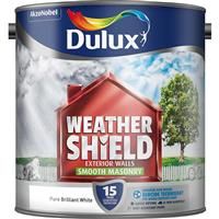 Dulux 5329182 Weathershield Smooth Masonry Paint, Pure Brilliant White