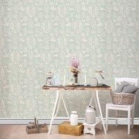 TREES & LEAVES WALLPAPER - FLORAL METALLIC TROPICAL GLITTER