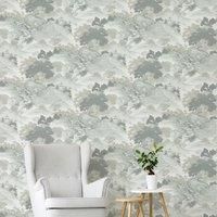 Crown Oriental Landscape - Chinese Toile Wallpaper - Shabby Chic Wall Decor