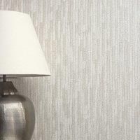 Bergamo Leather Texture Silver and Cream Wallpaper Natural