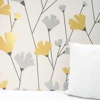 Scandi Mustard Floral Wallpaper Mustard