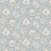 Blue Floral Wallpaper White Grey Flowers Pearlescent Metallic Crown Lucia