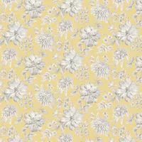 Fine Decor Lucia Floral Yellow/Grey Metallic Effect 10m Wallpaper M1550