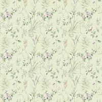 Mariko Bird Floral Wallpaper Branch Trail Metallic Green Gold M1552 Crown - New