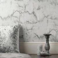 Crown Marble Wallpaper - Modern Feature Metallic Smooth Marble Faux Effect