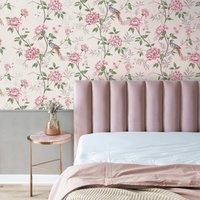 Crown Akina Floral Natural Wallpaper M1725 - Textured Fabric Effect Songbird