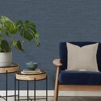 Crown Akina Texture Navy Wallpaper M1727 - Textured Fabric Effect Plain Weave