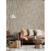 Fine Decor Carbon Oxidize Natural Wallpaper Wood Panel Metallic Feature Wall