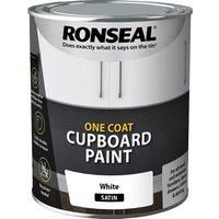 Ronseal One Coat Cupboard & Melamine Paint - White Satin 750ml