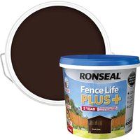 Ronseal Fence life plus Dark oak Matt Fence & shed Wood treatment 5L