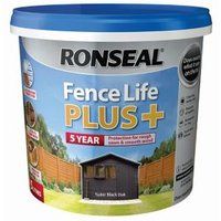 Ronseal Fence life plus Tudor black oak Matt Fence & shed Wood treatment 5L